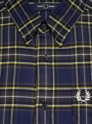 Fred Perry Heren Geruite Overhemd, blauw