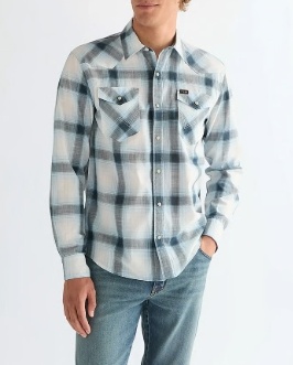 Lee  Heren Geruite Casual Overhemd, blauw