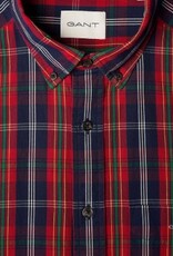 GANT Heren Casual Geruite Overhemd, rood