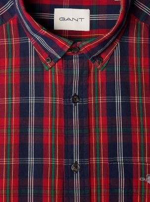 GANT Heren Casual Geruite Overhemd, rood