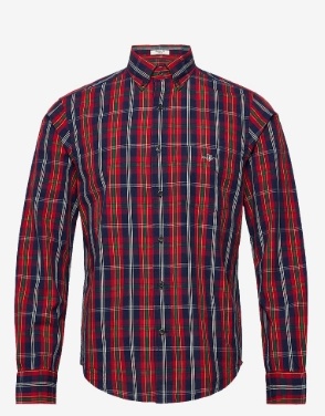 GANT Heren Casual Geruite Overhemd, rood