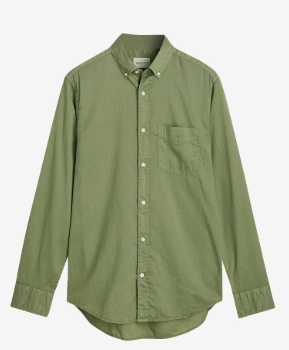 GANT Heren Casual Overhemd, olijfgroen