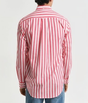 GANT Heren Casual Gestreept Overhemd, rood