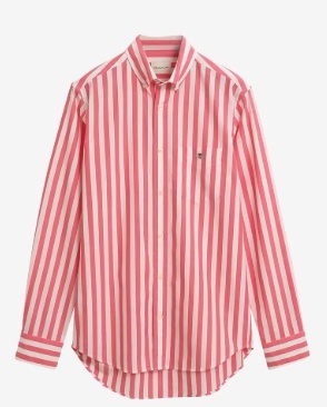 GANT Heren Casual Gestreept Overhemd, rood