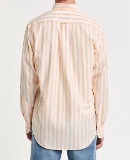 GANT Heren Casual Gestreept Overhemd, orange