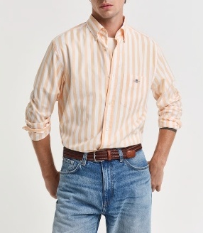 GANT Heren Casual Gestreept Overhemd, orange