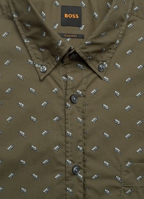 BOSS Heren Casual Overhemd, legergroen