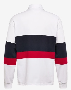Tommy Hilfiger Heren Rugby Poloshirt Lange Mouwen, wit