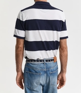 GANT Heren Gestreept Poloshirt Korte Mouwen, wit