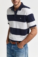 GANT Heren Gestreept Poloshirt Korte Mouwen, wit