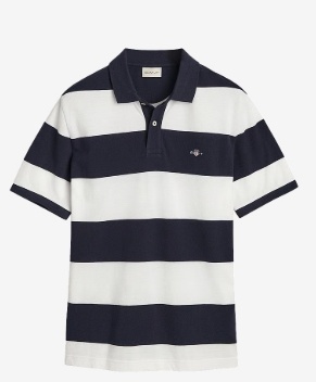 GANT Heren Gestreept Poloshirt Korte Mouwen, wit