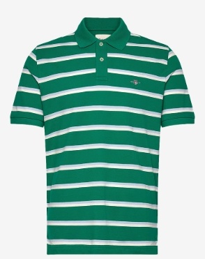 GANT Heren Gestreept Poloshirt Korte Mouwen, groen