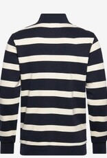 Lindbergh Heren Gestreept Poloshirt Lange Mouwen, blauw