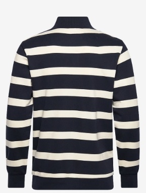 Lindbergh Heren Gestreept Poloshirt Lange Mouwen, blauw