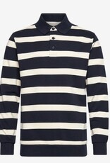 Lindbergh Heren Gestreept Poloshirt Lange Mouwen, blauw