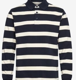 Lindbergh Gestreept Poloshirt lange Mouwen, blauw