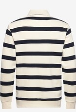 Lindbergh Heren Gestreept Poloshirt Lange Mouwen, zwart