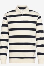 Lindbergh Heren Gestreept Poloshirt Lange Mouwen, zwart