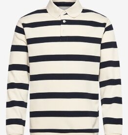 Lindbergh Gestreept Poloshirt Lange Mouwen, zwart