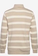 Lindbergh Heren Gestreept Poloshirt Lange Mouwen, beige