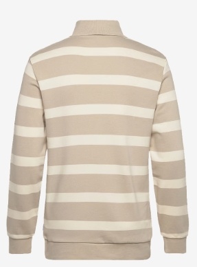 Lindbergh Heren Gestreept Poloshirt Lange Mouwen, beige