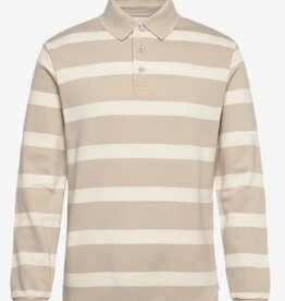 Lindbergh Gestreept Poloshirt Lange Mouwen, beige