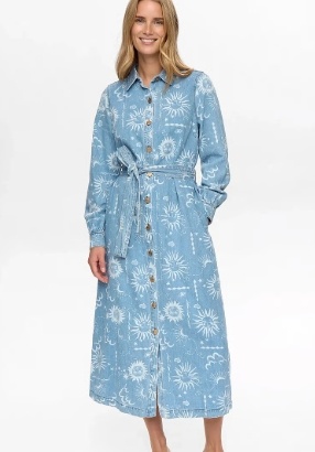 Nümph Dames Lange Denim Jurk,  blauw