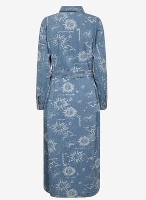 Nümph Dames Lange Denim Jurk,  blauw