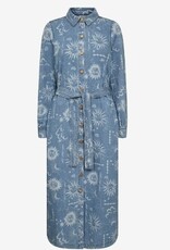 Nümph Dames Lange Denim Jurk,  blauw