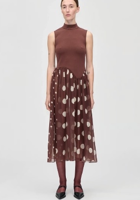 STINE GOYA Dames Mouwloze Midijurk, bruin