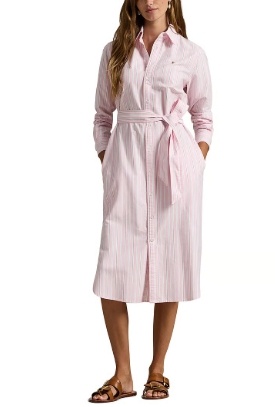 Polo Ralph Lauren Dames Lange Overhemdjurk, roze