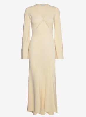 Malina Dames V-hals Lange Jurk, gebrokenwit