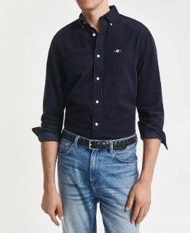 GANT Heren Casual Corduroy Overhemd, blauw