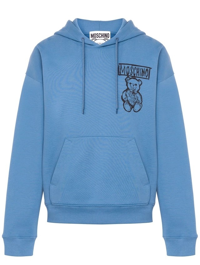 Moschino Heren Relaxed teddy Bear Hoodie met capuchon, blauw