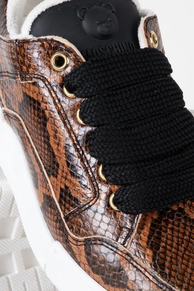 Moschino Dames Leren Sneakers, bruin