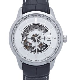Heritor  Commodus Automatic Skeleton horloge, blauw/zilver