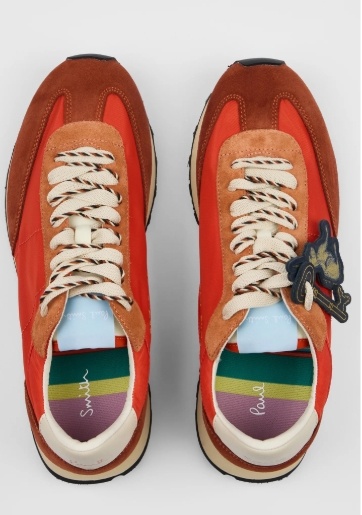 Paul Smith Lace Up Heren Leder Sneakers, oranje