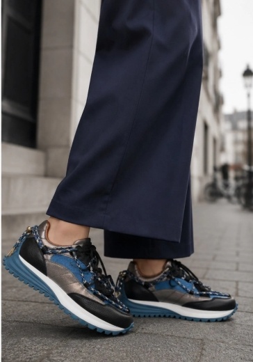 DWRS label  CHUNKY Dames  Leather Sneakers, zwart