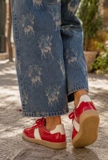 DWRS label  Dames CHUNKY Lage Sneakers, rood