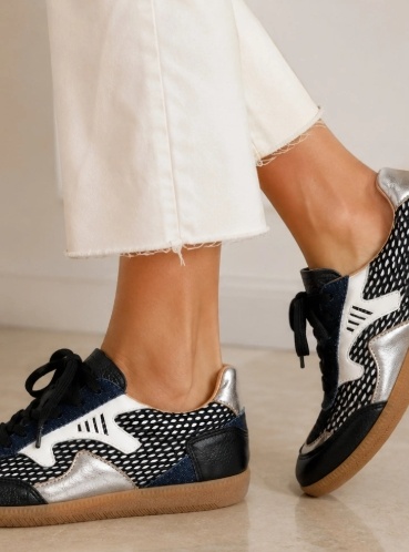 DWRS label  Leather Dames Lage Sneakers, zwart