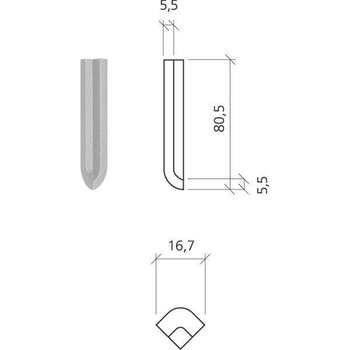 Mosa. Tegels. Softline Inw Hoek 7,5X2 74070 Di Grijsbruin Per Stuk