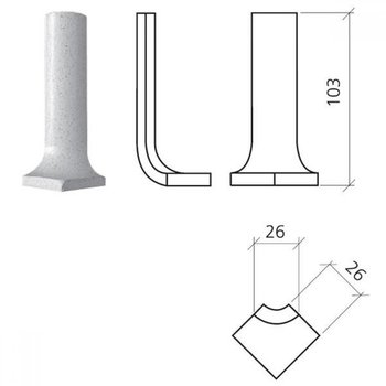 Mosa. Tegels. Global Collection Uitw Hoek 2,5X10 75230 U Muisgrijs Per Stuk