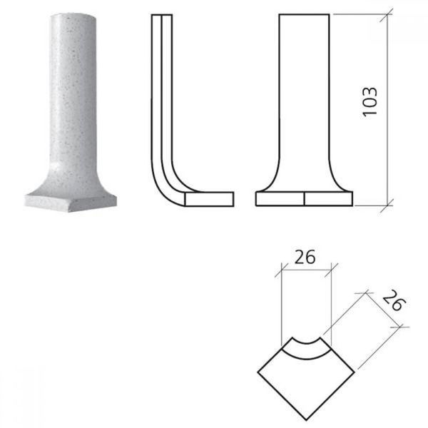 Mosa. Tegels. Global Collection Uitw Hoek 2,5X10 75230 U Muisgrijs, afname Per Stuk