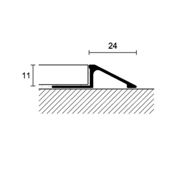 Profilpas mat zilver 11 mm profiel tbv hoogteverschil in vloeren