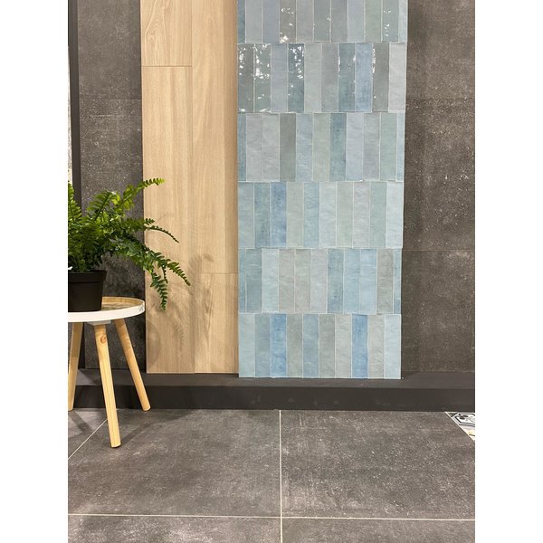 Revoir Paris Atelier turquoise mat 6,2x25, afname per doos van 0,31 m²
