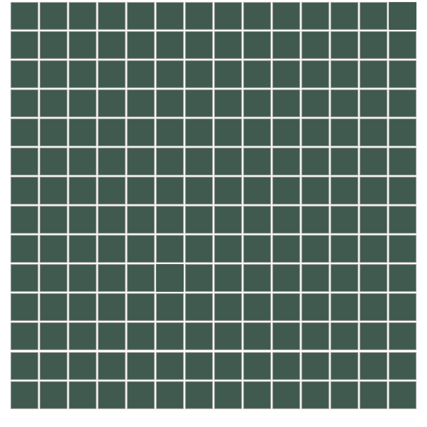 Winckelmans Mozaïek 2x2 cm, vlak, vert fonce (VEF), 3,8 mm dik, afname per doos van 1,33 m²