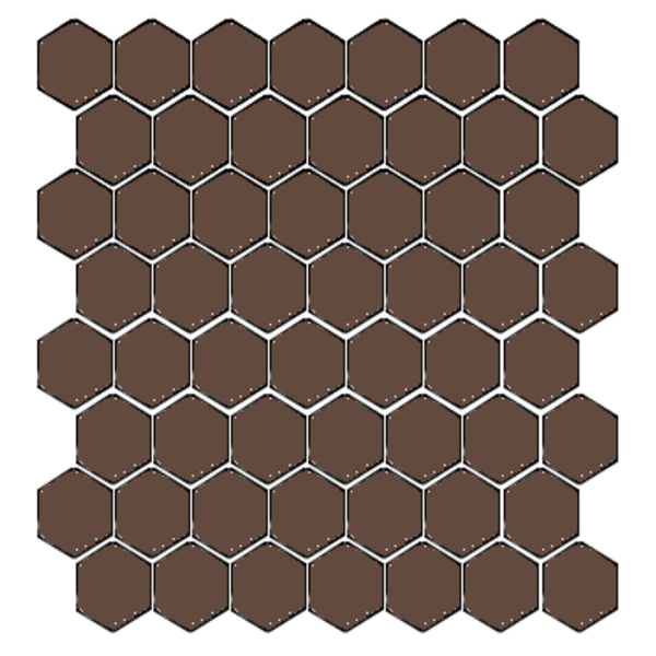 Winckelmans Hexagon 2,5 cm, vlak, brun (CHO), 3,8 mm dik, afname per doos van 1,066 m²