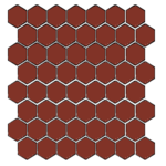 Winckelmans Hexagon 2,5 cm, vlak, rouge (ROU), 3,8 mm dik, afname per doos van 1,066 m²