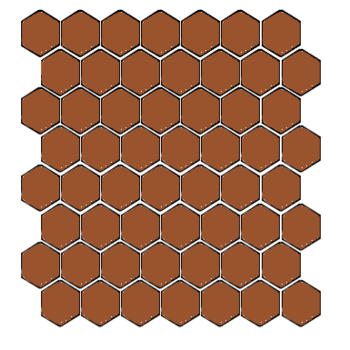 Winckelmans Hexagon 2,5 cm, vlak, caramel (CAR), 3,8 mm dik a 1,066 m²