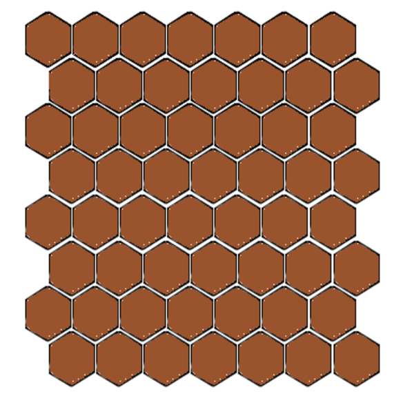 Winckelmans Hexagon 2,5 cm, vlak, caramel (CAR), 3,8 mm dik, afname per doos van 1,066 m²